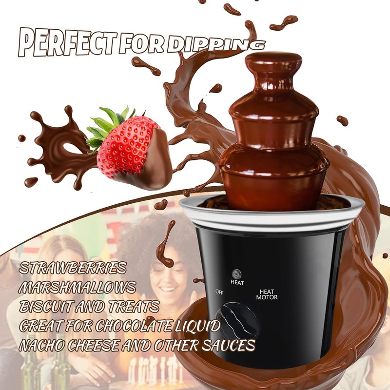 ZEVELOO آلة نافورة الشوكولاتة الصغيرة آلة كهربائية صغيرة ل fondue الشوكولاتة للحفلات للحلويات والزبدة والجبن (أسود) - Image 2